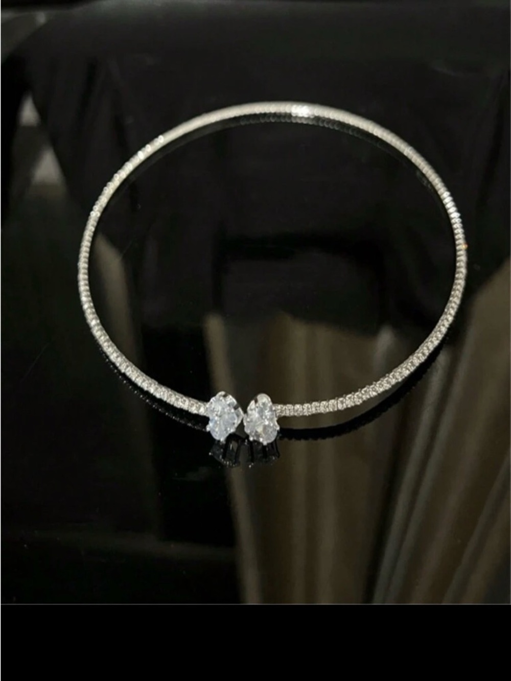 Silver Crystal Open Choker Necklace - Women Jewelry
